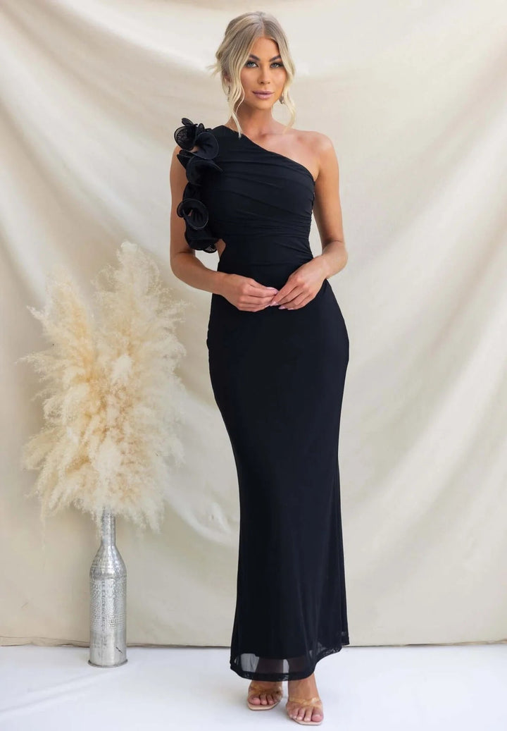One-Shoulder Ruffle Maxi Dress for Occasions