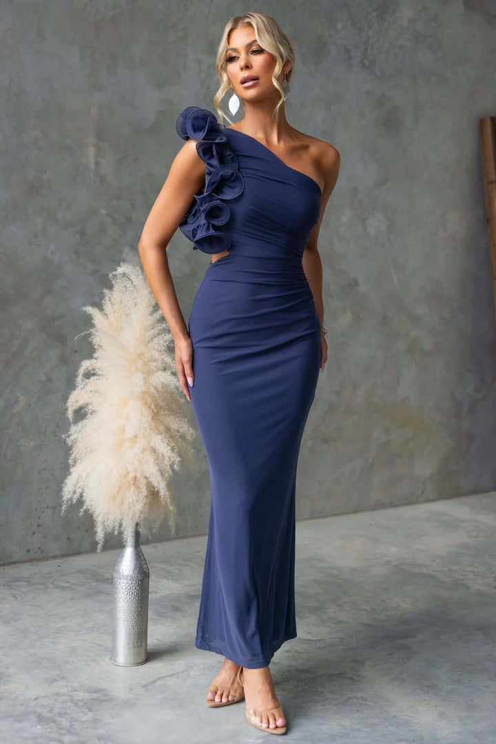 One-Shoulder Ruffle Maxi Dress for Occasions