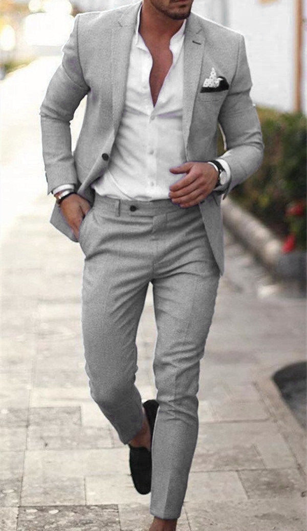 Men's Slim-Fit Linen Suit | Two-Piece Elegant Summer