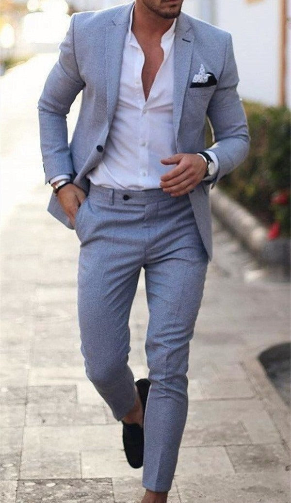 Men's Slim-Fit Linen Suit | Two-Piece Elegant Summer