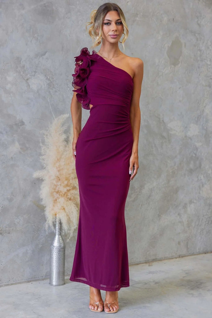 One-Shoulder Ruffle Maxi Dress for Occasions