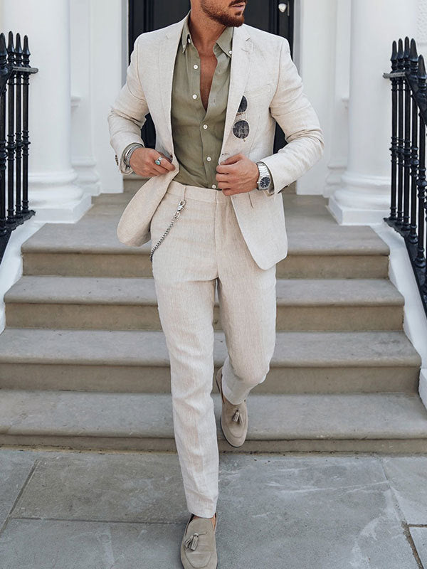 Men's Slim-Fit Linen Suit | Two-Piece Elegant Summer