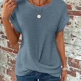 Waffle Knit Casual Tee | Relaxed Comfort with Textured Style