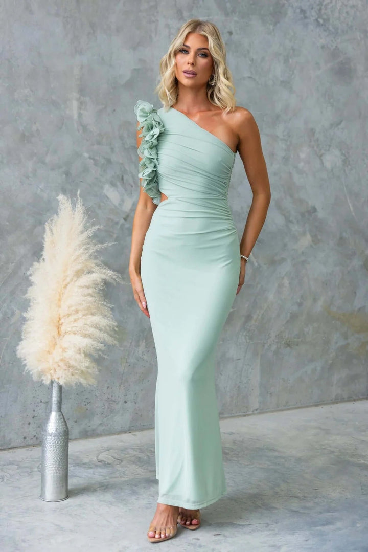 One-Shoulder Ruffle Maxi Dress for Occasions