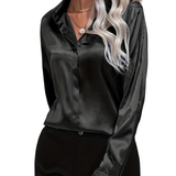 Satin Button-Down Blouse | Luxurious Feel, Professional Elegance