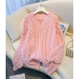 Oversized V-Neck Cable Knit Sweater | Cozy Comfort & Timeless Style