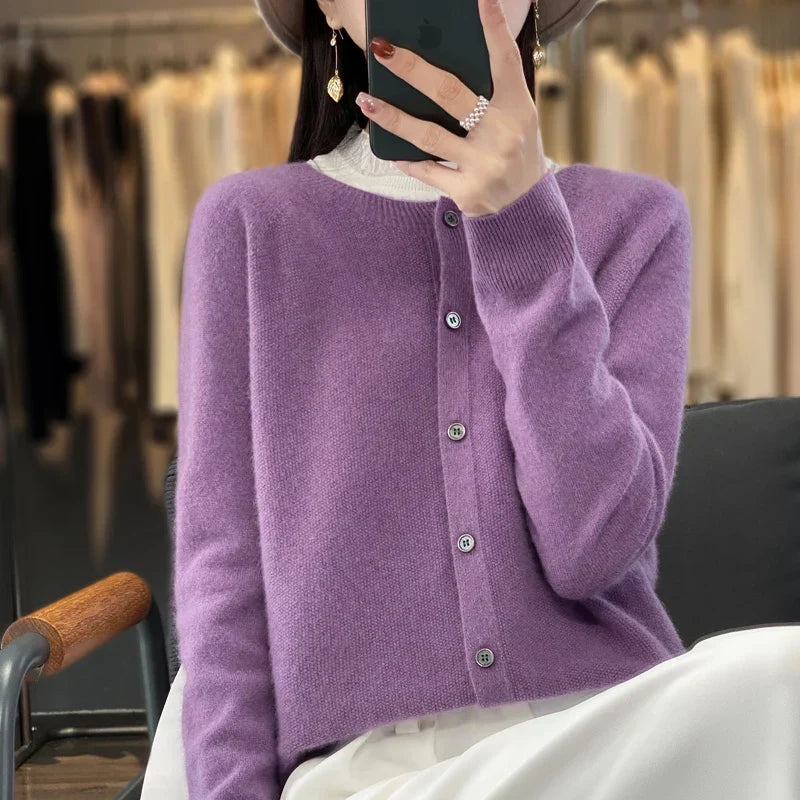 Ruby | Merino Wool Button Cardigan