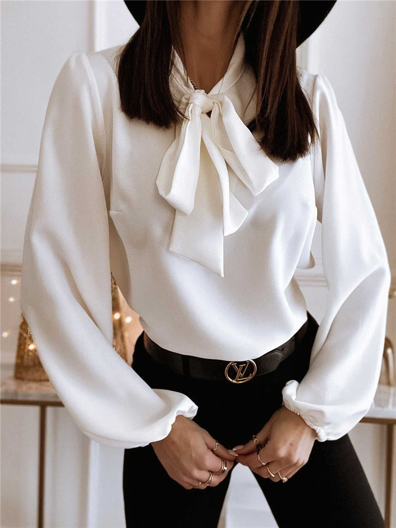 Sophie | Bow Neck Blouse with Flowing Fit