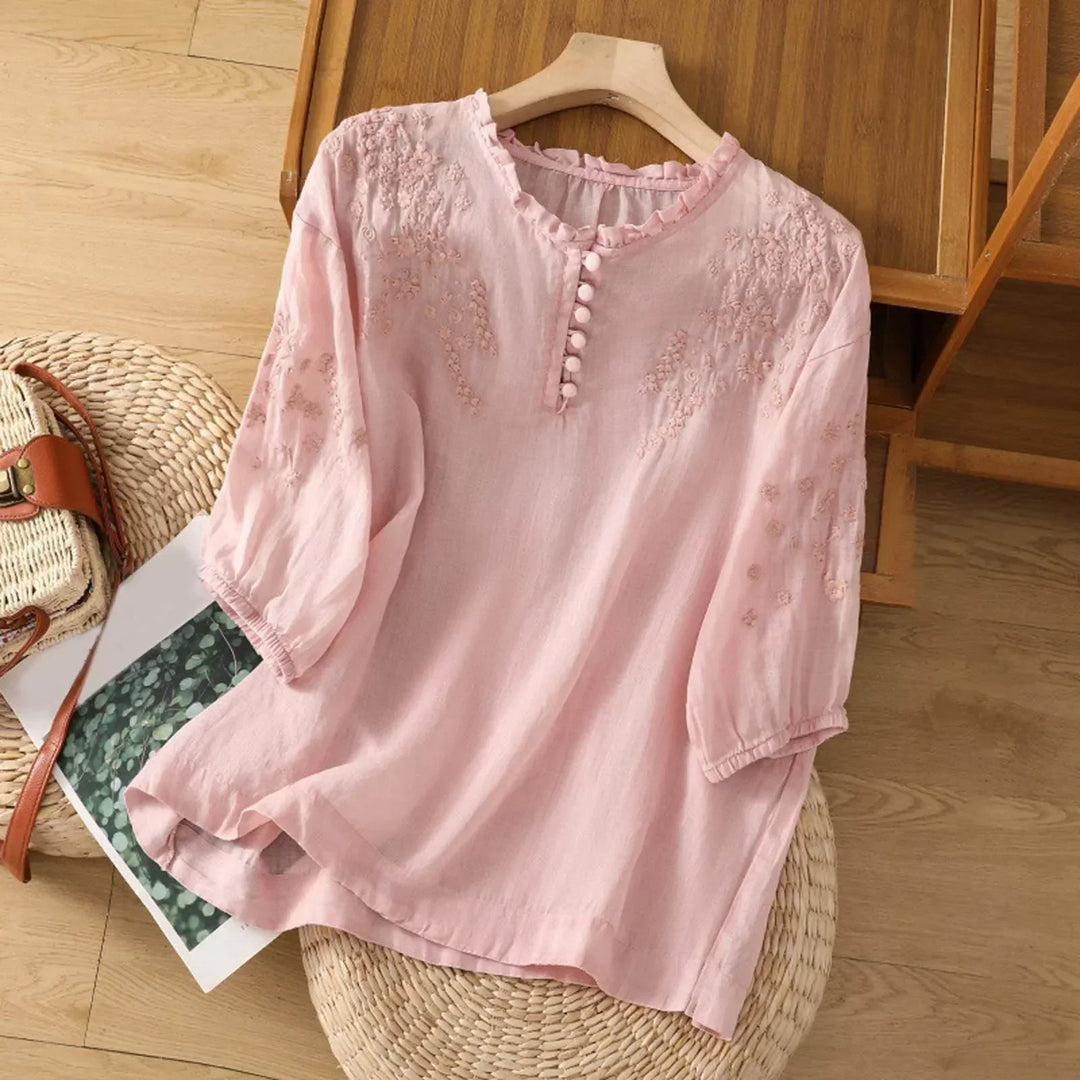 Isabella | Lightweight Floral Button-Front Blouse