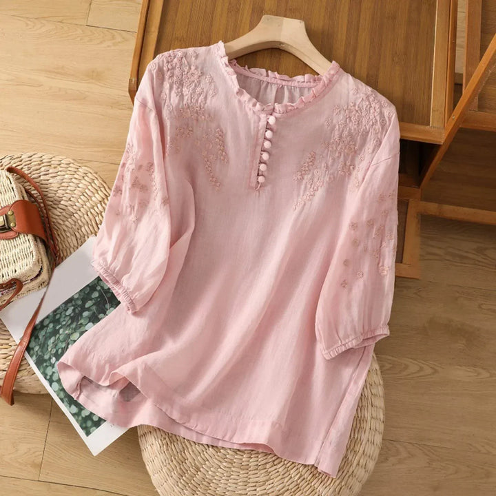 Isabella | Lightweight Floral Button-Front Blouse