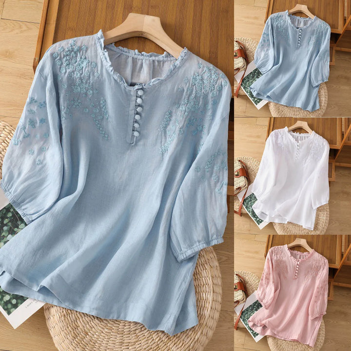 Isabella | Lightweight Floral Button-Front Blouse