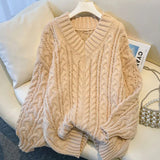 Oversized V-Neck Cable Knit Sweater | Cozy Comfort & Timeless Style