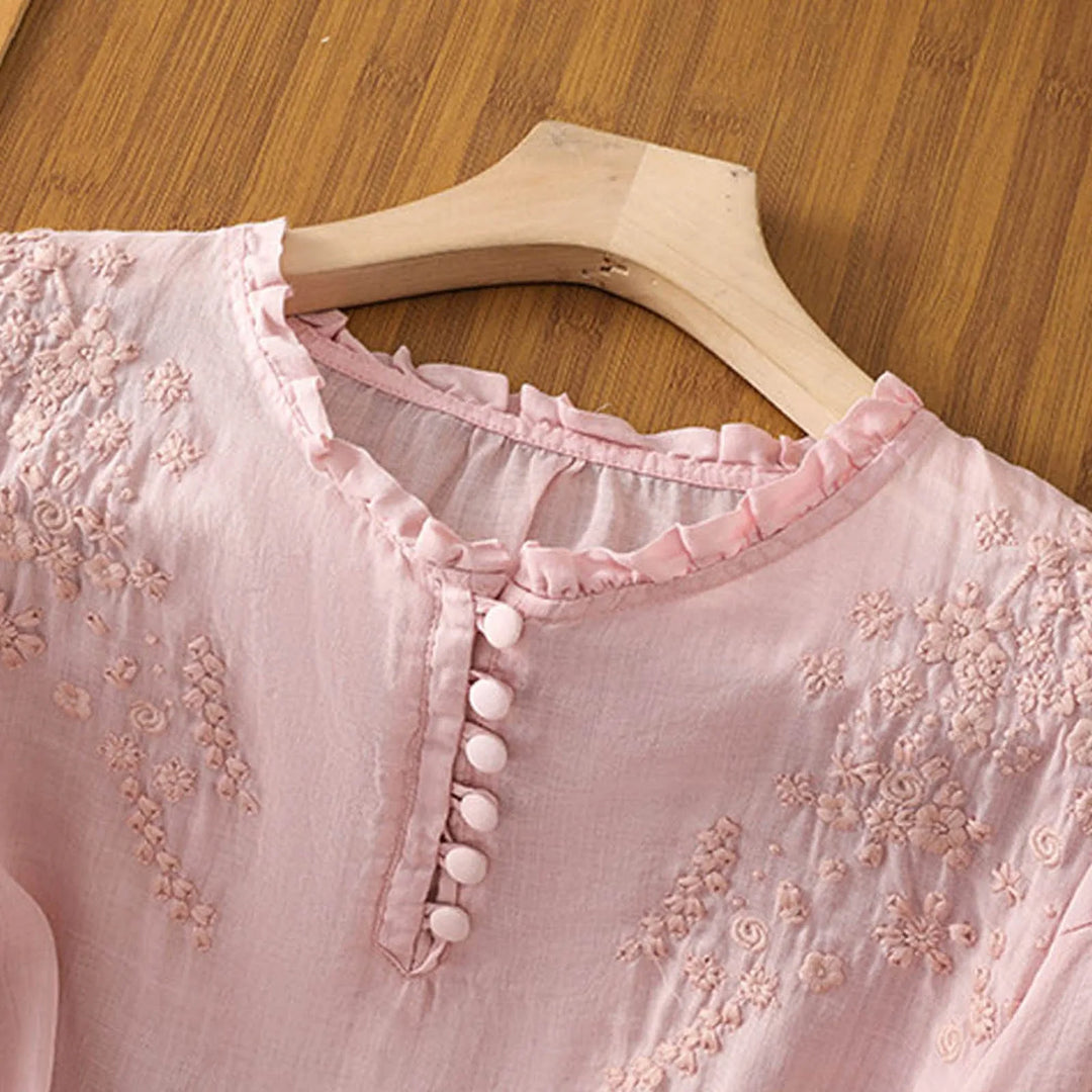 Isabella | Lightweight Floral Button-Front Blouse