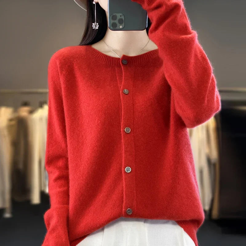 Ruby | Merino Wool Button Cardigan