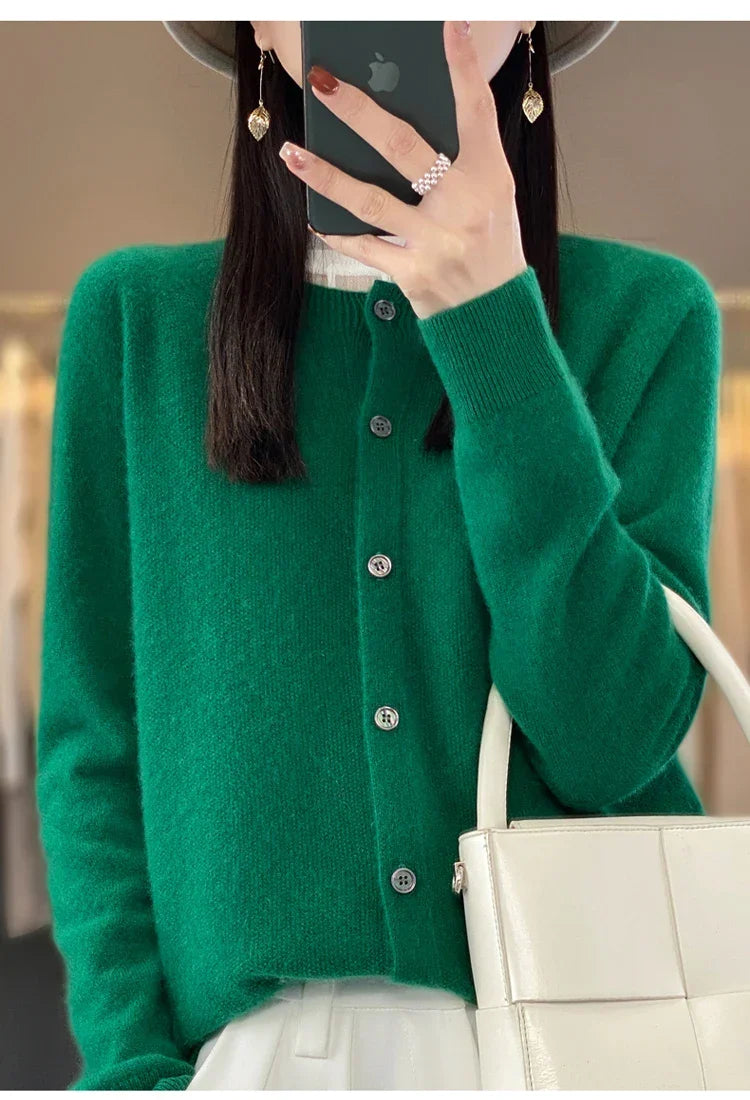 Ruby | Merino Wool Button Cardigan