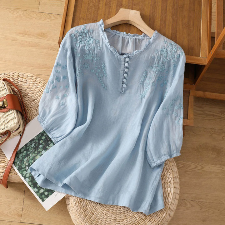 Isabella | Lightweight Floral Button-Front Blouse