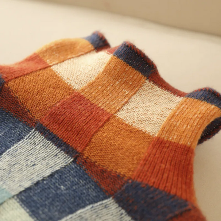 Seren | Patchwork Cashmere Blend Roll-Neck
