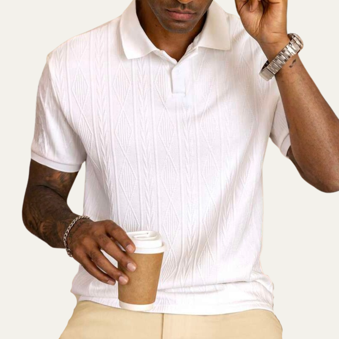 Julian | Textured Weave Button Polo Shirt