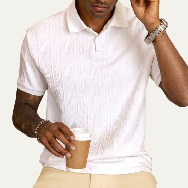 Julian | Textured Weave Button Polo Shirt