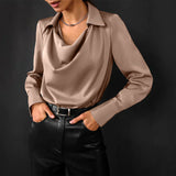 Drape Neck Satin Blouse | Luxurious Comfort, Timeless Elegance