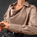 Drape Neck Satin Blouse | Luxurious Comfort, Timeless Elegance