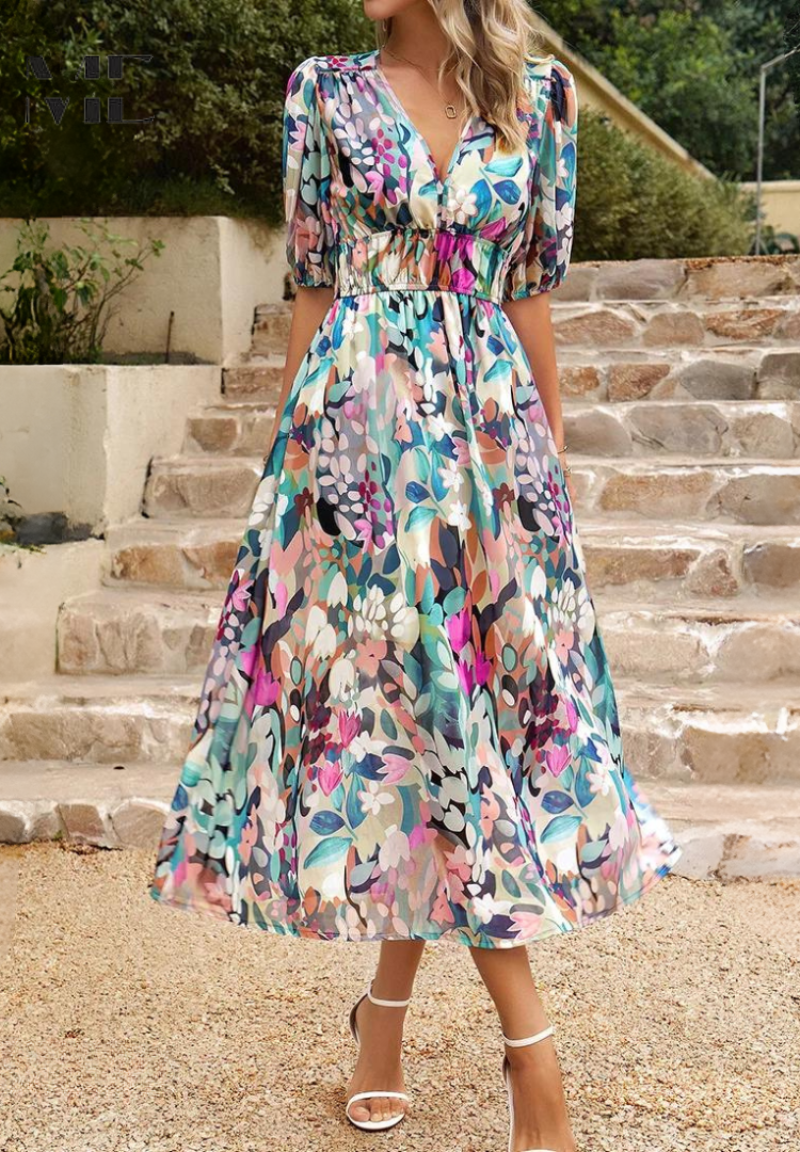 Louise | Floral Summer Dress in Breathable Fabric