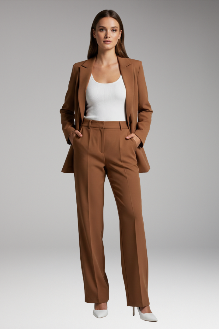 Ailsa | Lapel Blazer Suit with Straight-Leg Trousers