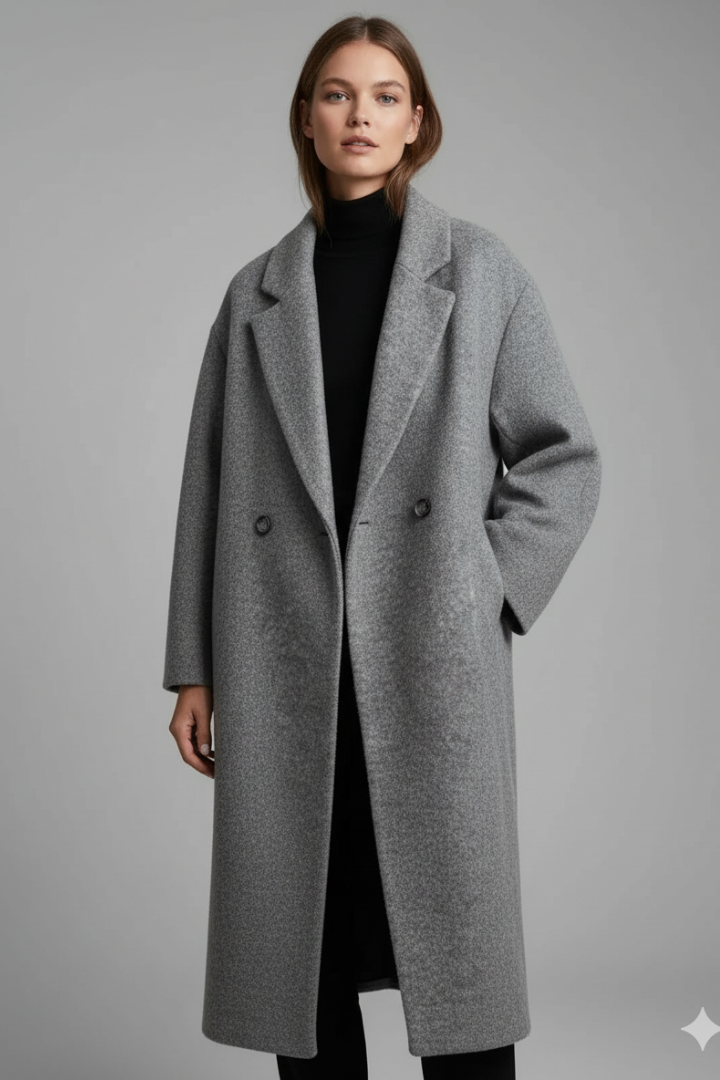 Esme | Long Open-Front Coat with Extended Lapels
