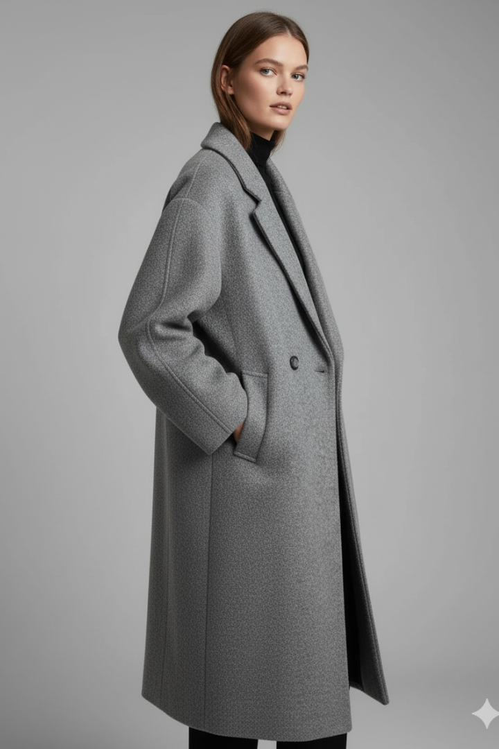 Esme | Long Open-Front Coat with Extended Lapels