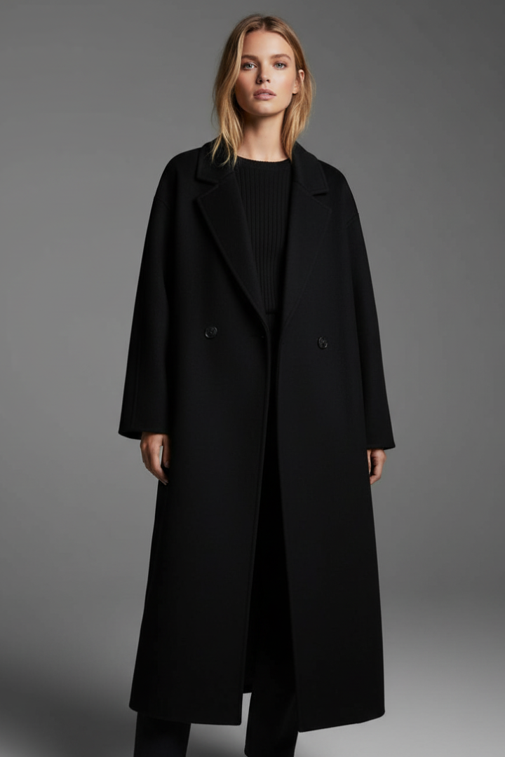 Esme | Long Open-Front Coat with Extended Lapels