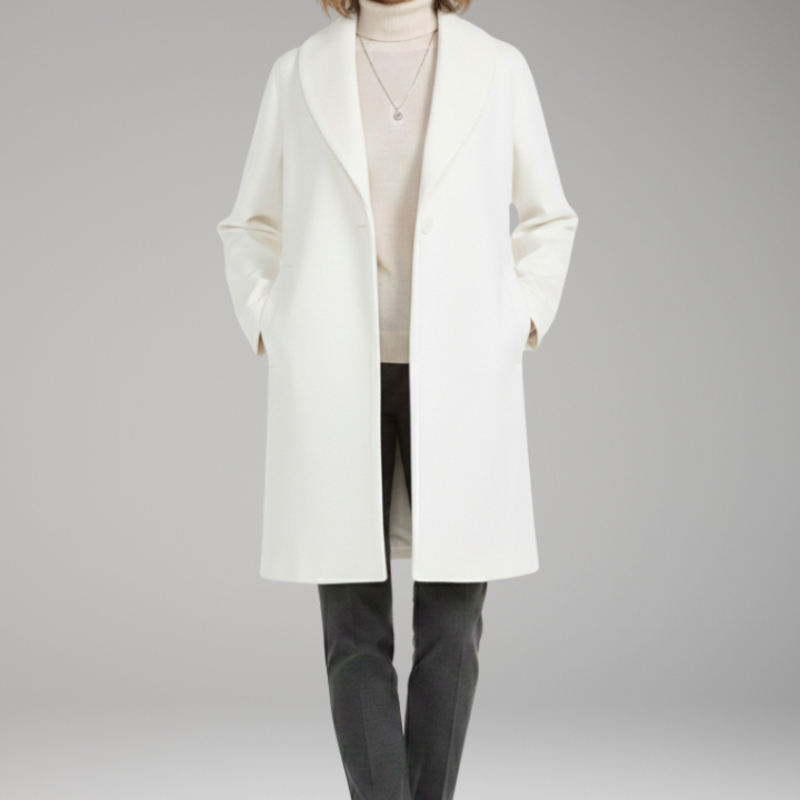 Mid-Length Open-Collar Coat | Clean Lines & Effortless Structure