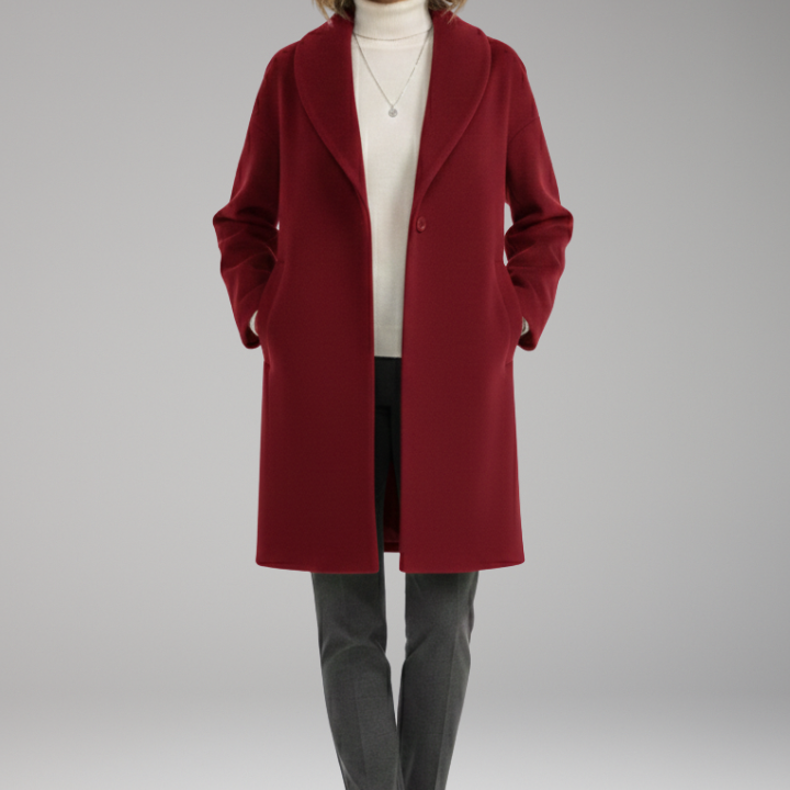Mid-Length Open-Collar Coat | Clean Lines & Effortless Structure