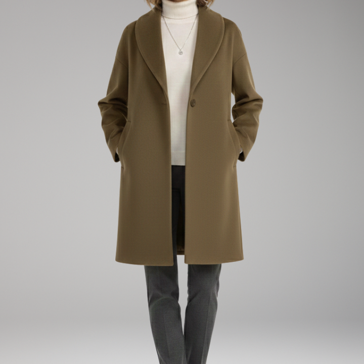 Mid-Length Open-Collar Coat | Clean Lines & Effortless Structure