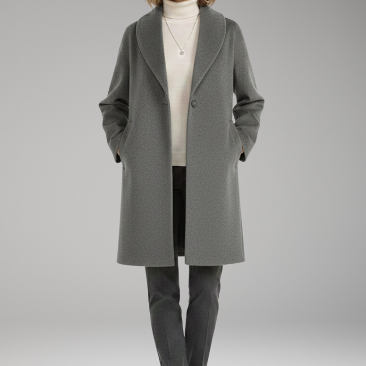 Mid-Length Open-Collar Coat | Clean Lines & Effortless Structure