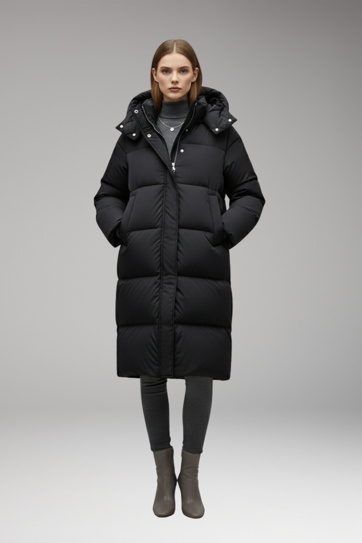 Susan | Long Quilted Jacket with Adjustable Hood