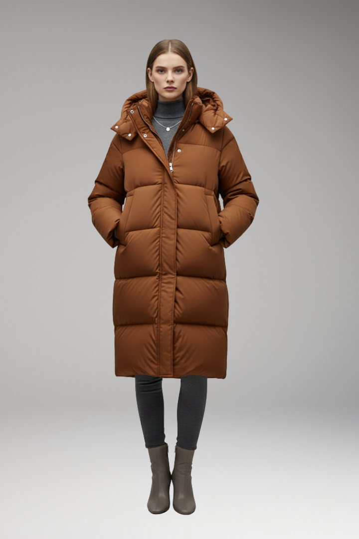 Susan | Long Quilted Jacket with Adjustable Hood