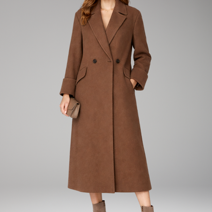Women's Long Notched Collar Coat | Sophisticated Minimalism with Timeless Structure