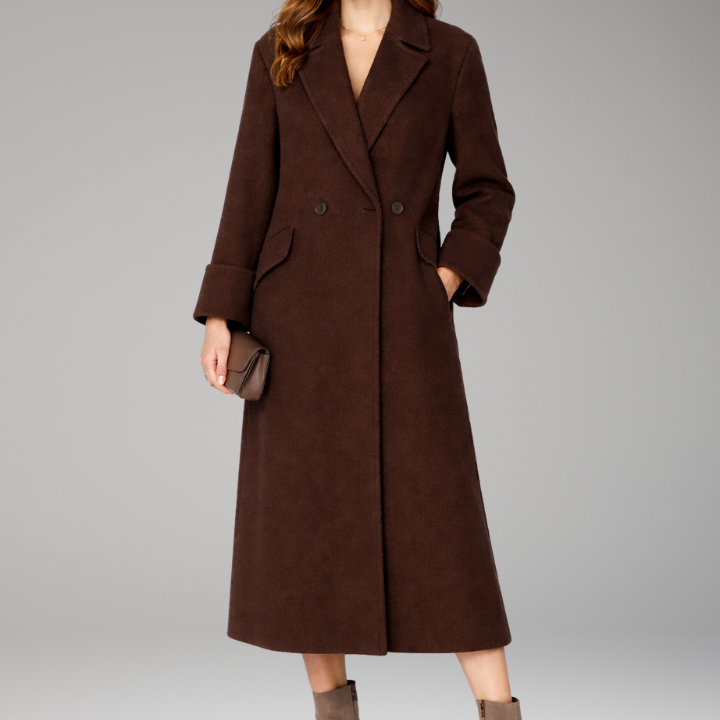 Women's Long Notched Collar Coat | Sophisticated Minimalism with Timeless Structure