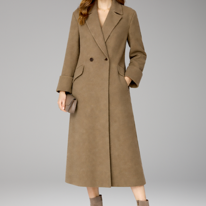 Women's Long Notched Collar Coat | Sophisticated Minimalism with Timeless Structure
