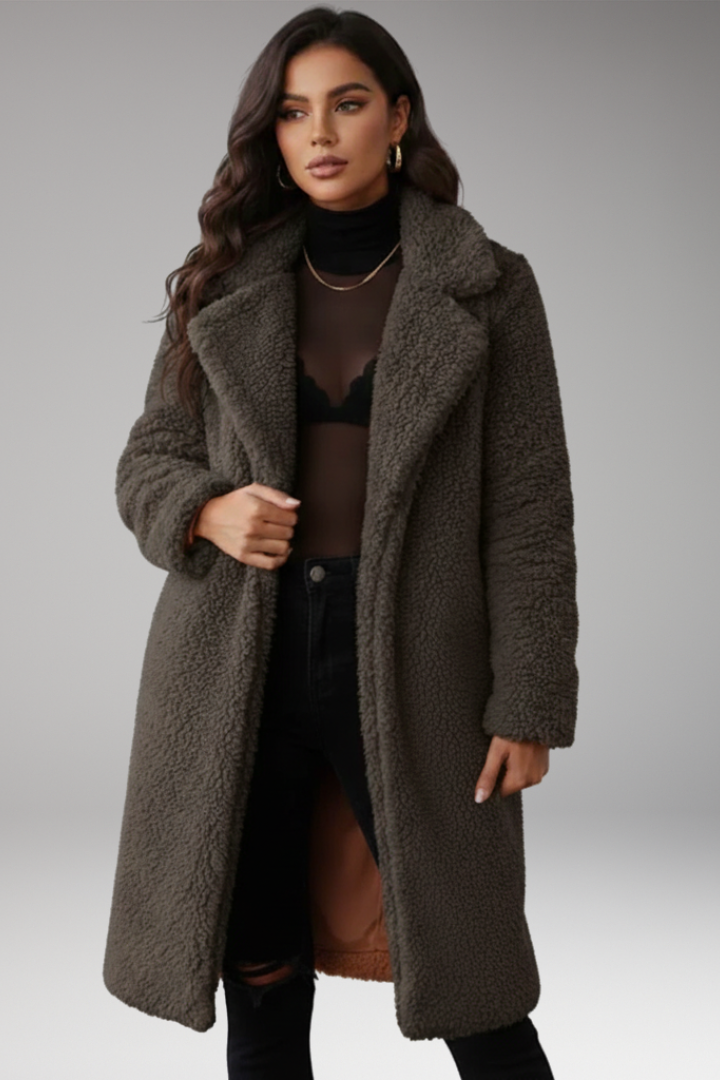 Fiona | Long Textured Jacket with Classic Lapels