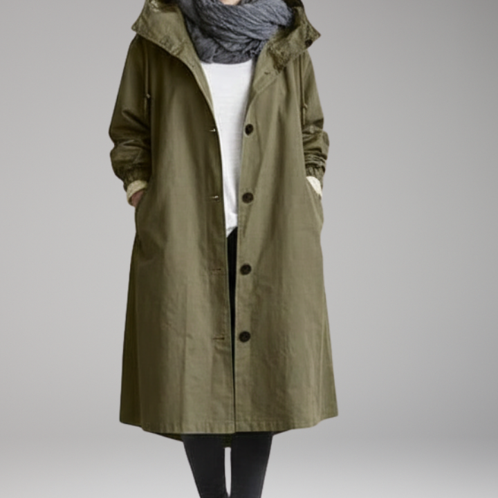 Women's Long Hooded Raincoat | Lightweight Waterproof Protection with Sleek Style