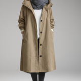 Women's Long Hooded Raincoat | Lightweight Waterproof Protection with Sleek Style