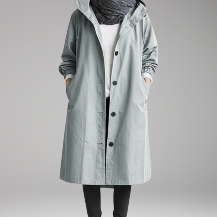 Women's Long Hooded Raincoat | Lightweight Waterproof Protection with Sleek Style