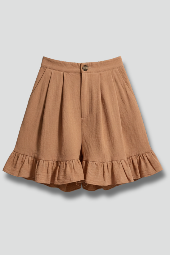 Jacklyn | High-Waisted Ruched Hem Summer Shorts