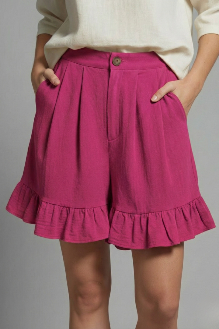 Jacklyn | High-Waisted Ruched Hem Summer Shorts