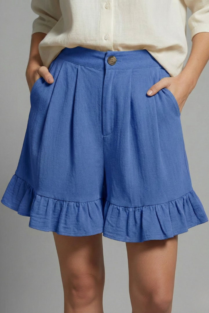 Jacklyn | High-Waisted Ruched Hem Summer Shorts