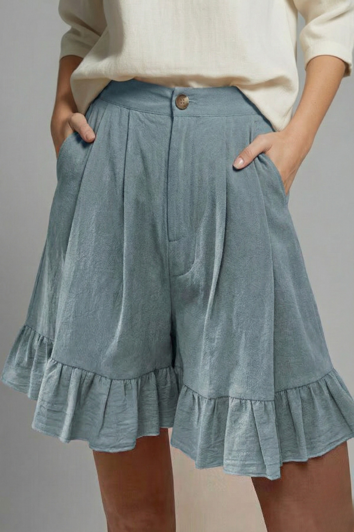Jacklyn | High-Waisted Ruched Hem Summer Shorts