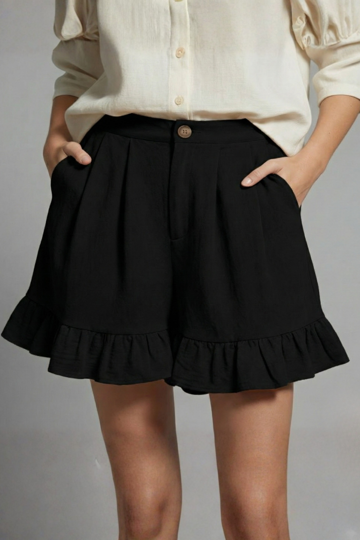 Jacklyn | High-Waisted Ruched Hem Summer Shorts