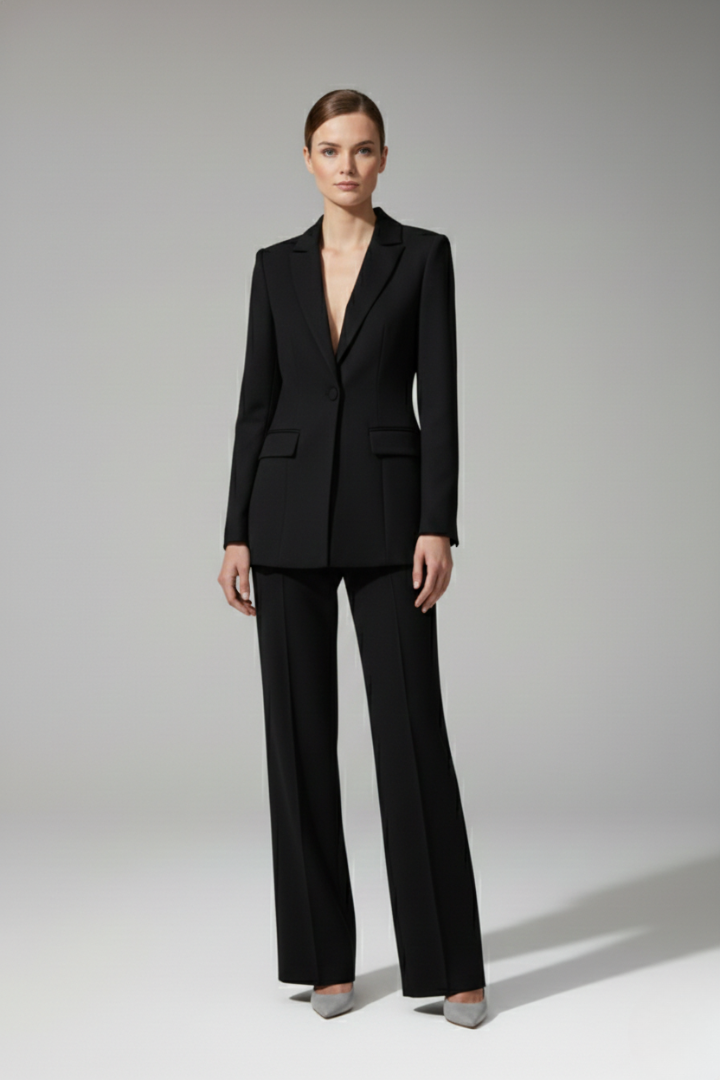 Rhiannon | V-Neck Longline Blazer Suit