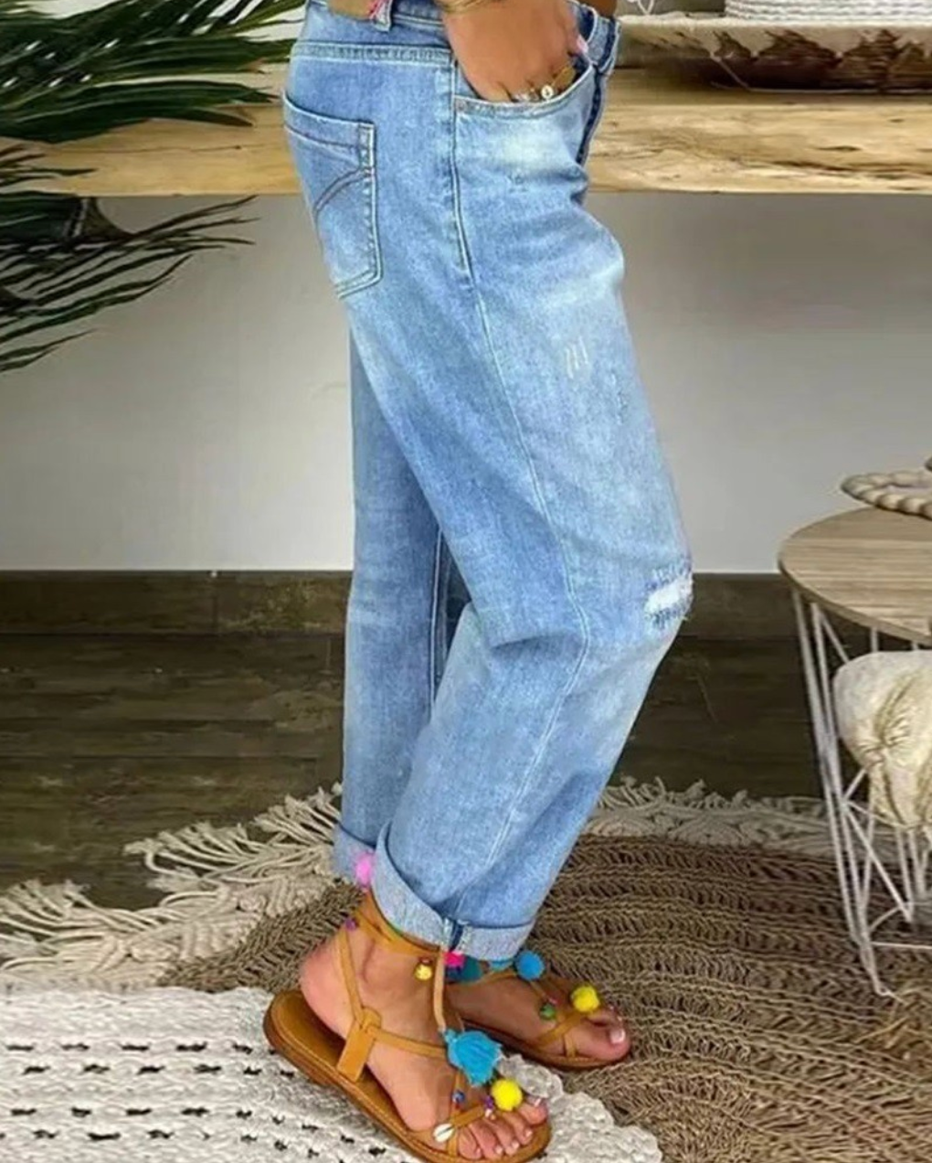 Patricia | Mid-Rise Ripped Cotton Jeans